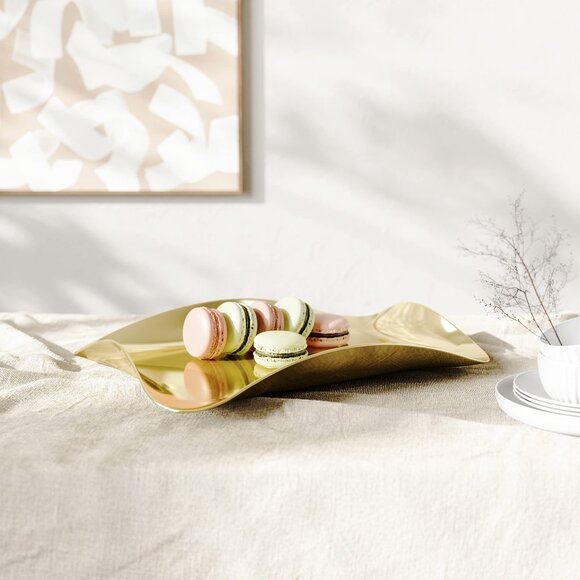 NWT Umbra • Wave Polished Brass Gold Metal Colored Curved Decor Trinket Tray - Picture 2 of 7